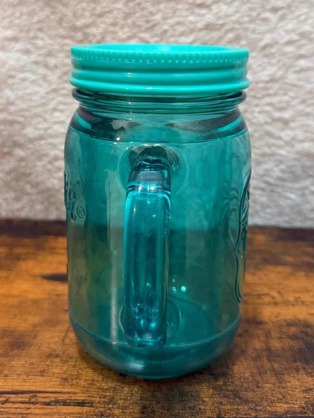 Aladdin MASON Jar Mug Cup 16oz Teal Insulated Lid Handel Plastic Lemon BPA Free